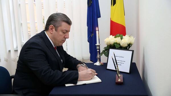 Георгий Квирикашвили  оставили записи в книге соболезнований по жертвам в Брюсселе - Sputnik Грузия