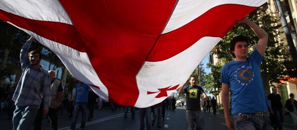 Сторонники Грузинской мечты с флагом Грузии - Sputnik Грузия