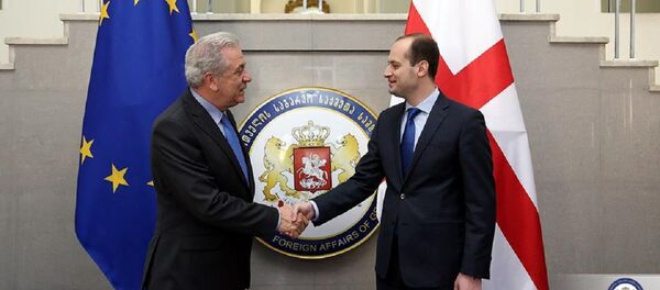 მიხეილ ჯანელიძე და დიმიტრის ავრამოპულოსი მიხეილ ჯანელიძე და დიმიტრის ავრამოპულოსი - Sputnik საქართველო