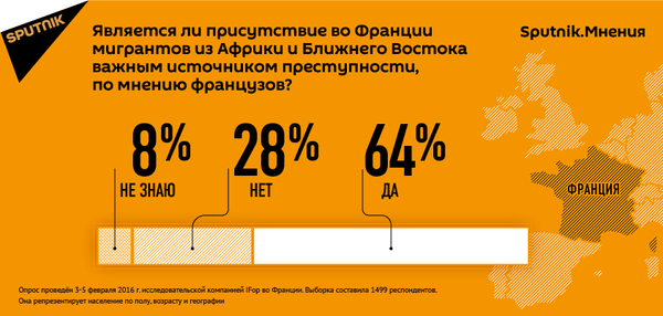 Французы считают мигрантов значимым источником преступности Французы считают мигрантов значимым источником преступности - Sputnik Грузия