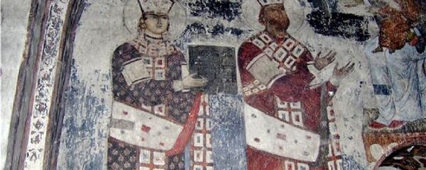 თამარ მეფე და მეფე გიორგი მესამე. ვარძია, ღვთისმშობლის მიძინების ეკლესია თამარ მეფე და მეფე გიორგი მესამე. ვარძია, ღვთისმშობლის მიძინების ეკლესია - Sputnik საქართველო