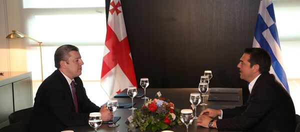 Премьер Грузии Георгий Квирикашвили и премьер Греции Алексис Ципрас Премьер Грузии Георгий Квирикашвили и премьер Греции Алексис Ципрас - Sputnik Грузия