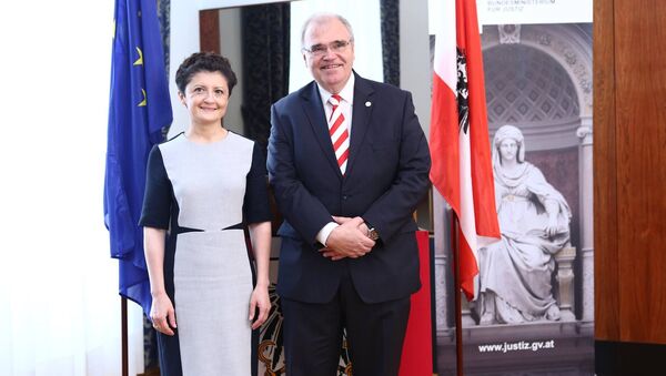 Федеральный министр юстиции Австрии Вольфганг Брандштеттер в ходе встречи с грузинским коллегой Теей Цулукиани - Sputnik Грузия