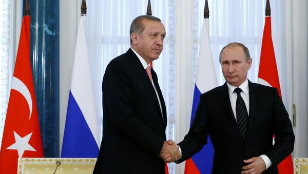 Встреча Владимира Путина и Реджепа Тайипа Эрдогана в Санкт-Петербурге. 9 августа 2016 года - Sputnik Грузия