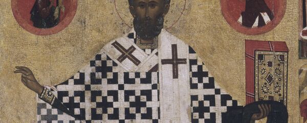 Фрагмент иконы Святитель Николай Чудотворец Зарайский с житием Фрагмент иконы Святитель Николай Чудотворец Зарайский с житием - Sputnik Грузия