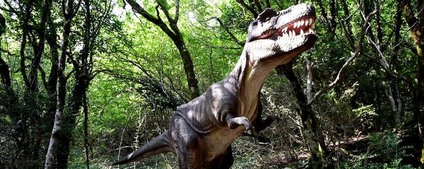 დინოზავრის ფიგურა სათაფლიისკენ მიმავალ გზაზე დინოზავრის ფიგურა სათაფლიისკენ მიმავალ გზაზე - Sputnik საქართველო