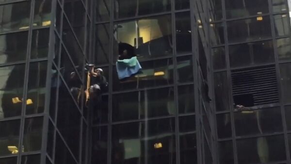 Мужчина на присосках взобрался по стене небоскреба Trump tower в Нью-Йорке - Sputnik Грузия