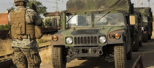 Бронемашина, направляемая из Болгарии в Грузию, для участия в учениях Agile Spirit 2016 - Sputnik Грузия