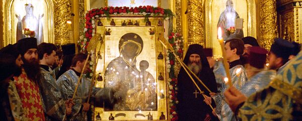 Икона Иверской Божьей матери в Иверской часовне Икона Иверской Божьей матери в Иверской часовне - Sputnik Грузия