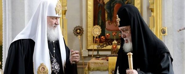 Католикос-Патриарх всея Грузии Илия Второй на встрече с патриархом Московским и всея Руси Кириллом в Москве - Sputnik Грузия