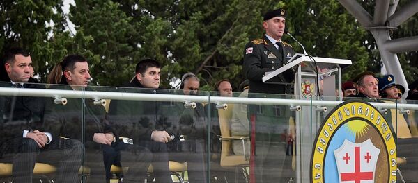 Начальник Генштаба Вооруженных сил Грузии Владимир Чачибая выступает на торжественной церемонии Начальник Генштаба Вооруженных сил Грузии Владимир Чачибая выступает на торжественной церемонии - Sputnik Грузия