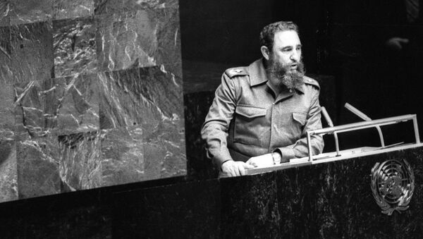 Президент Кубы Фидель Кастро выступает в ООН в октябре 1979 года - Sputnik Грузия