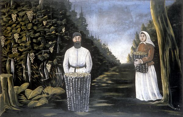 Репродукция картины художника Нико Пиросмани Сбор винограда - Sputnik Грузия