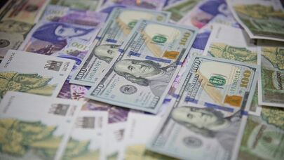 Купюры достоинством сто долларов и сто лари
