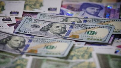 Купюры достоинством сто долларов и сто лари