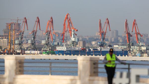 Портовые краны в Бакинском международном морском торговом порту - Sputnik Грузия