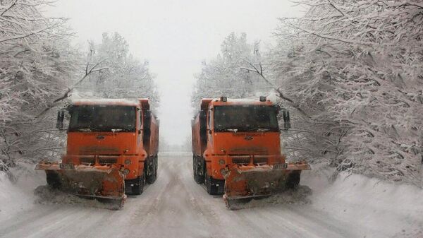 Снегоочистительная машина на автомагистрали Мцхета-Степанцминда-Ларс - Sputnik Грузия