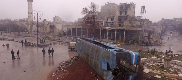 საავტომობილო ესტაკადა ალეპოს გათავისუფლებულ აღმოსავლეთ კვარტლში საავტომობილო ესტაკადა ალეპოს გათავისუფლებულ აღმოსავლეთ კვარტლში - Sputnik საქართველო