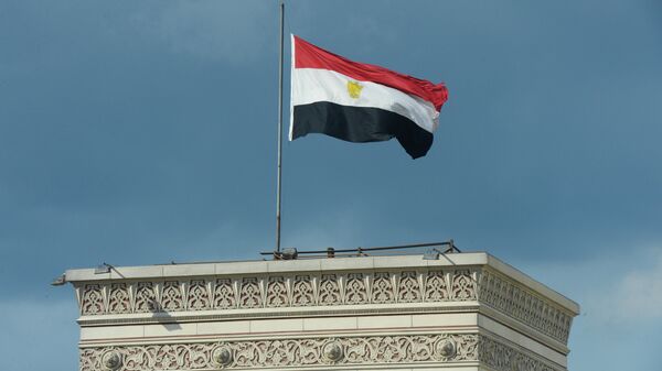 Государственный флаг Египта на здании в Каире - Sputnik Грузия