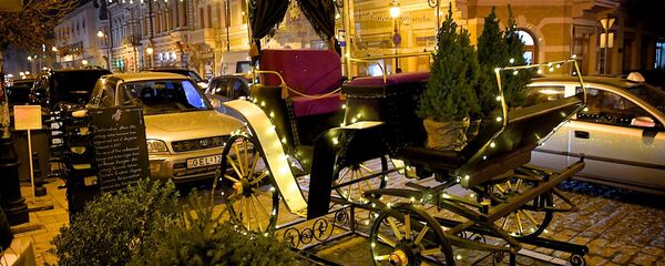 Новогодний Тбилиси - украшенная праздничной иллюминацией карета на проспекте Давида Агмашенебели - Sputnik Грузия