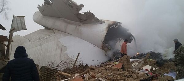 Сотрудники МЧС на месте крушения самолета недалеко от аэропорта Манас - Sputnik Грузия