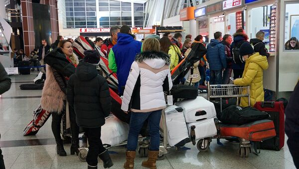 В зале прибытия пассажиров в Тбилисском международном аэропорту - Sputnik Грузия