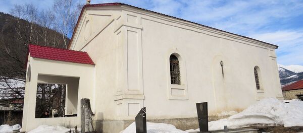 წმინდა გიორგის სახელობის ეკლესია მესტიაში წმინდა გიორგის სახელობის ეკლესია მესტიაში - Sputnik საქართველო