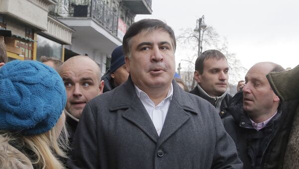 Бывший президент Грузии Михаил Саакашвили со своими сторонниками в Киеве - Sputnik Грузия