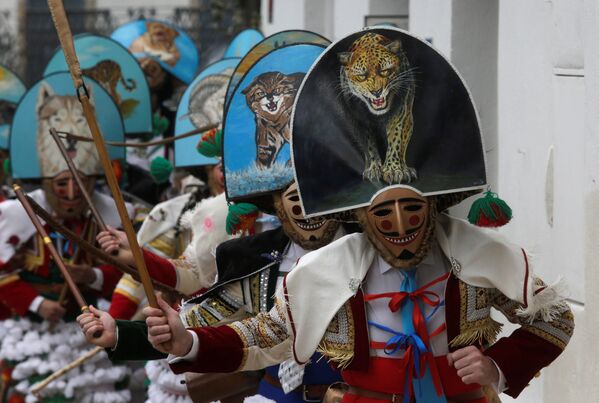 Участники ежегодного карнавала Peliqueiros в деревне Лаза, Испания - Sputnik Грузия
