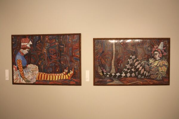 Картина Нателлы Тоидзе Антракт. Коломбина и Арлекин Картина Нателлы Тоидзе Антракт. Коломбина и Арлекин - Sputnik Грузия