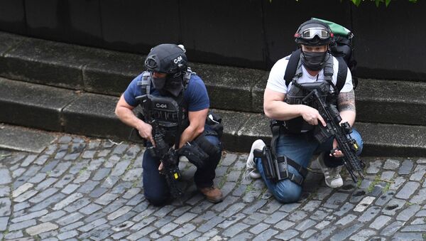Вооруженные сотрудники специального подразделения у Вестминстерского моста в Лондоне после теракта - Sputnik Грузия