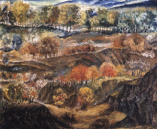 Репродукция картины С Сигнахской дороги художника Елены Дмитриевны Ахвледиани Репродукция картины С Сигнахской дороги художника Елены Дмитриевны Ахвледиани - Sputnik Грузия