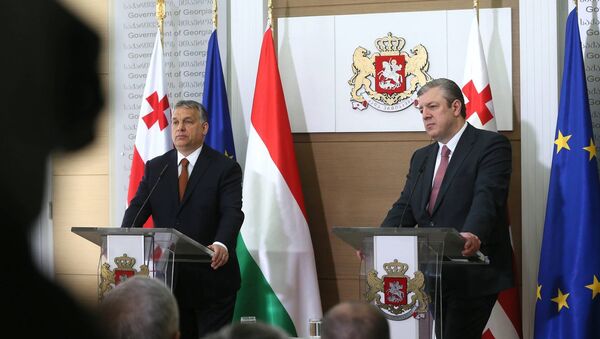 Премьеры Грузии и Венгрии Георгий Квирикашвили и Виктор Орбан - Sputnik Грузия