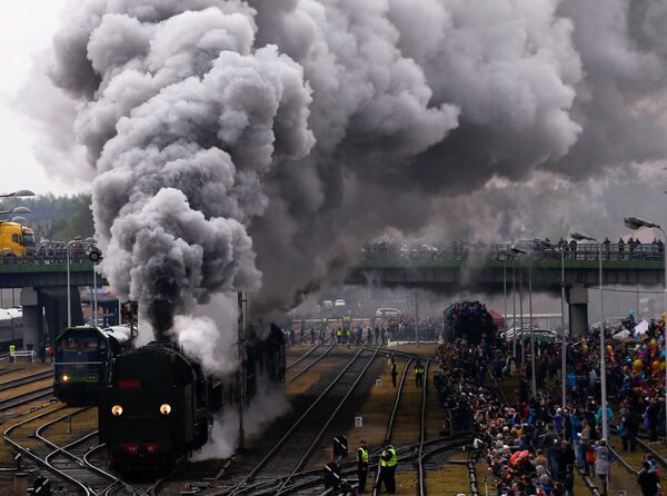 Поезда на паровом двигателе проехали в Польше во время 24-го Парада Паровозов - Sputnik Грузия