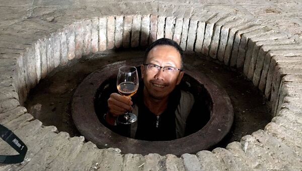 იაპონელი ღვინის მაგისტრი კენიჩი ოჰაში შალაურის ღვინის მარანში - Sputnik საქართველო