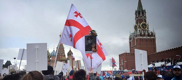 Грузинские участники Бессмертного полка в Москве Грузинские участники Бессмертного полка в Москве - Sputnik Грузия