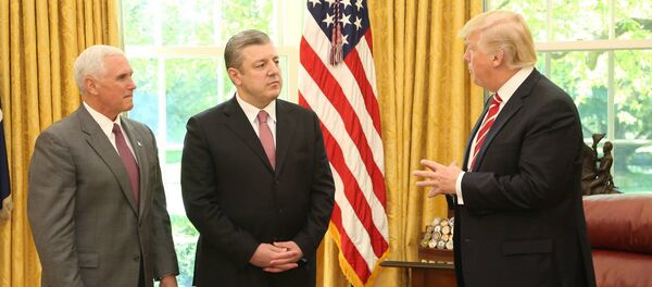 Вице-президент США Майк Пенс, премьер Грузии Георгий Квирикашвили и президент США Дональд Трамп - Sputnik Грузия