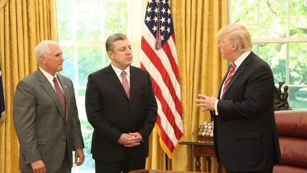 Вице-президент США Майк Пенс, премьер Грузии Георгий Квирикашвили и президент США Дональд Трамп - Sputnik Грузия