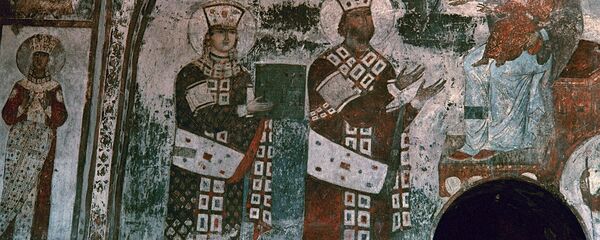 თამარ მეფის ფრესკა ვარძიაში თამარ მეფის ფრესკა ვარძიაში - Sputnik საქართველო
