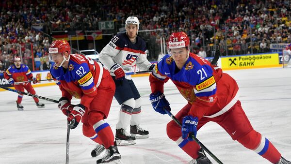 Матч между сборными России и США по хоккею - Sputnik Грузия