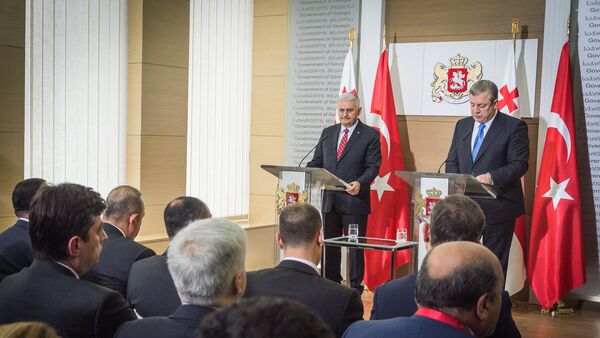 Премьер-министры Грузии Георгий Квирикашвили и Турции Бинали Йылдырым на встрече в Тбилиси - Sputnik Грузия