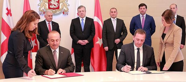 Подписание соглашения между Мевлютом Чавошуглу и Михаилом Гиоргадзе - Sputnik Грузия