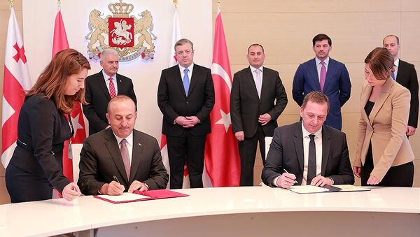 Подписание соглашения между Мевлютом Чавошуглу и Михаилом Гиоргадзе - Sputnik Грузия