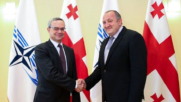 Президент Грузии Георгий Маргвелашвили и президент ПА НАТО Паоло Алли - Sputnik Грузия