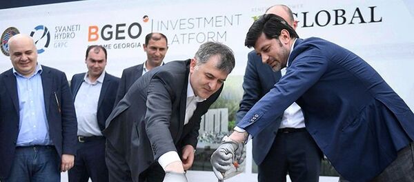 Каха Каладзе на открытии строительства ГЭС в Сванети - Sputnik Грузия