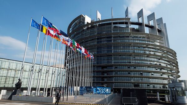 Флаги перед зданием Европейского парламента в Страсбурге - Sputnik Грузия