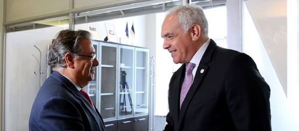 Главы МВД Грузии и Испании Георгий Мгебришвили и Хуан Игнасио Соидо Альварес - Sputnik Грузия