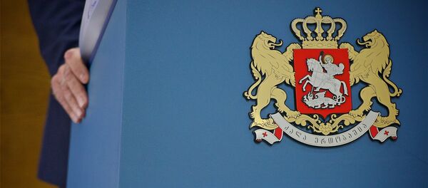 Трибуна для выступлений в зале для брифингов в правительственной администрации Грузии - Sputnik Грузия