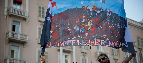 Один из плакатов на акции протеста против нелегальных мигрантов “Марш грузин - Sputnik Грузия