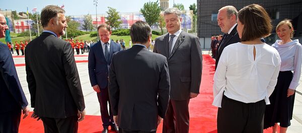 შეხვედრის ცერემონია პრეზიდენტის სასახლეში - პეტრო პოროშენკო და გიორგი მარგველაშვილი შეხვედრის ცერემონია პრეზიდენტის სასახლეში - პეტრო პოროშენკო და გიორგი მარგველაშვილი - Sputnik საქართველო